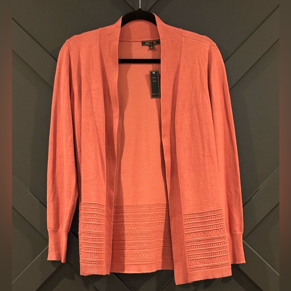 NWT LETY & ME OPEN FRONT LIGHTWEIGHT CARDIGAN SWEATER